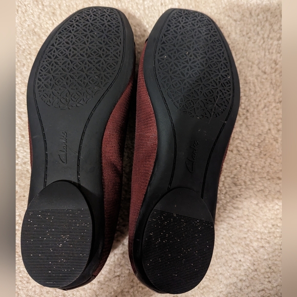 Clarks Artisan Collection Burgundy Kinzie Cap Toe Ballerina Leather Flats 6.5XW - Picture 3 of 15